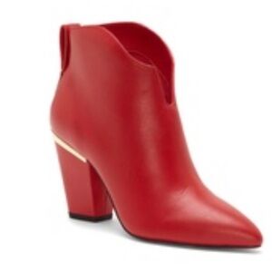 Red Booties with Gold Heel